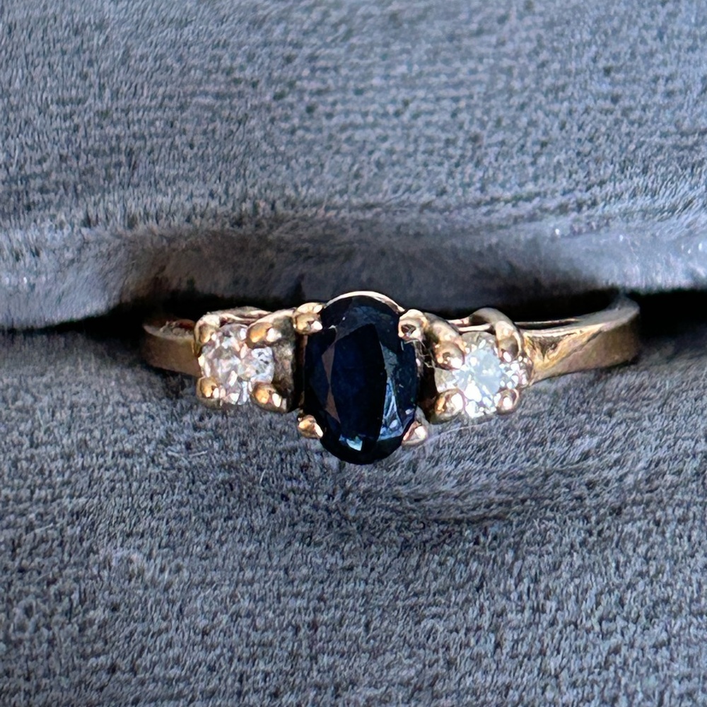 Gold and Dark Blue Sapphire Ring